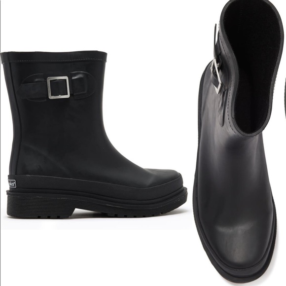 NWT Nordstrom Chooka midi Redmond buckle chunky Chelsea rain boots black size 8 - Picture 2 of 4